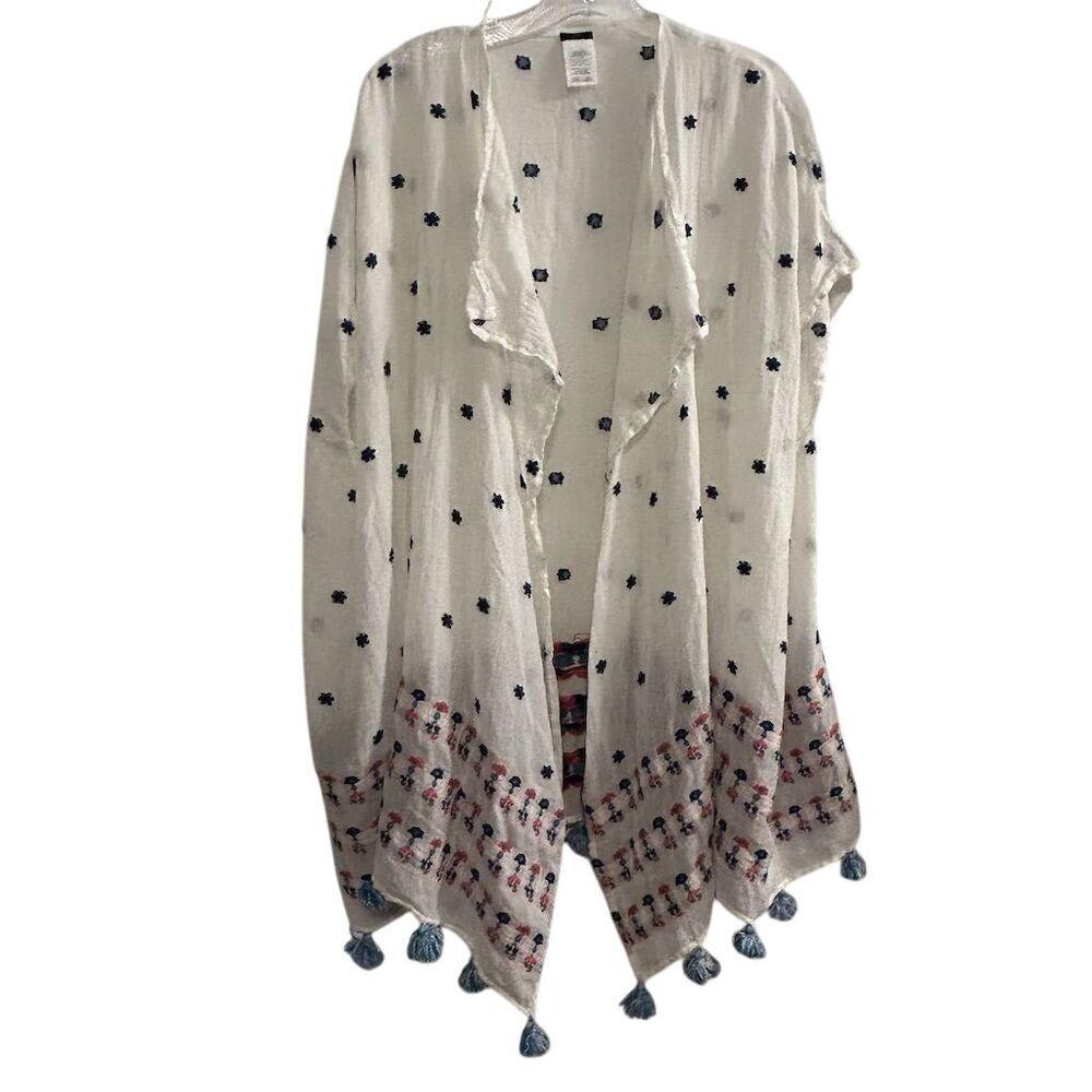 J. Crew Women's Embroidered Tassel Beach Poncho Cover Up Multicolor - Picture 1 of 13